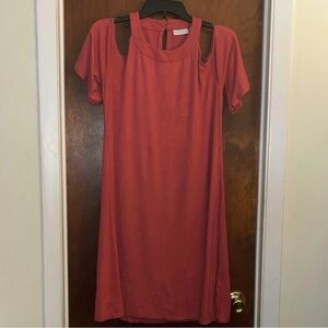 New York & Company Cutout Sleeve Mini Dress in Pink